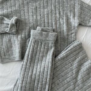 Gray Sweater Pants Set